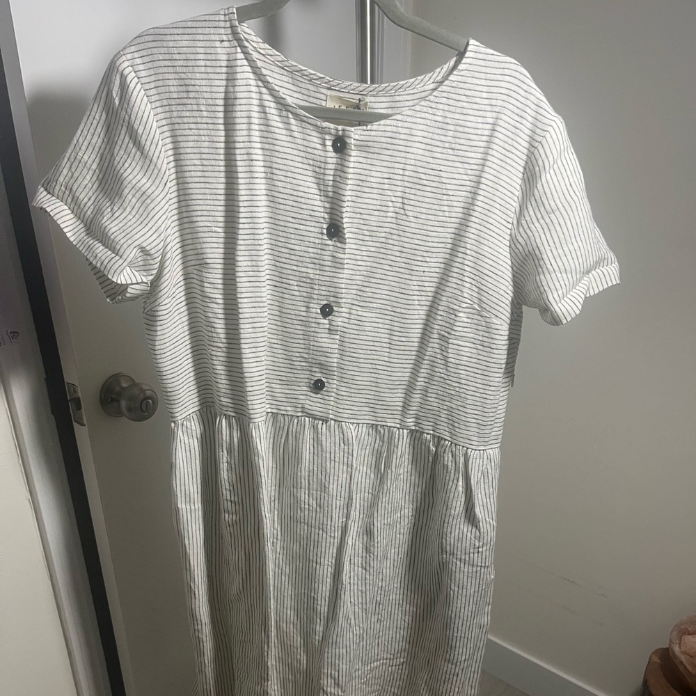 Striped Dress with Button Detail